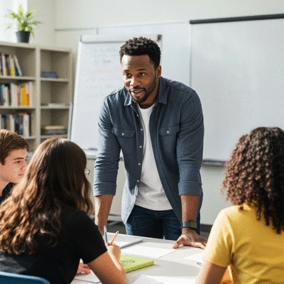 Najee Harris leading a youth workshop