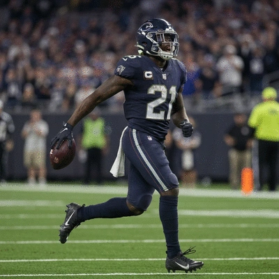 Najee Harris in action, running with the football, celebrating a touchdown, dynamic pose, blurred stadium background, no text, no words, no typography, 8K, high resolution