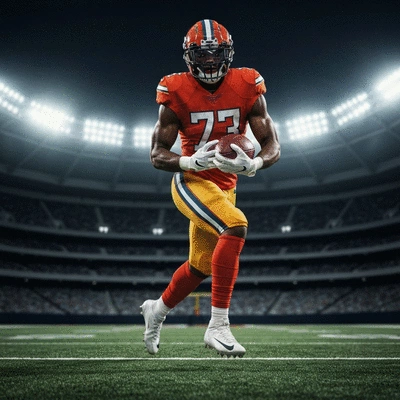 Professional football player Najee Harris running with the ball